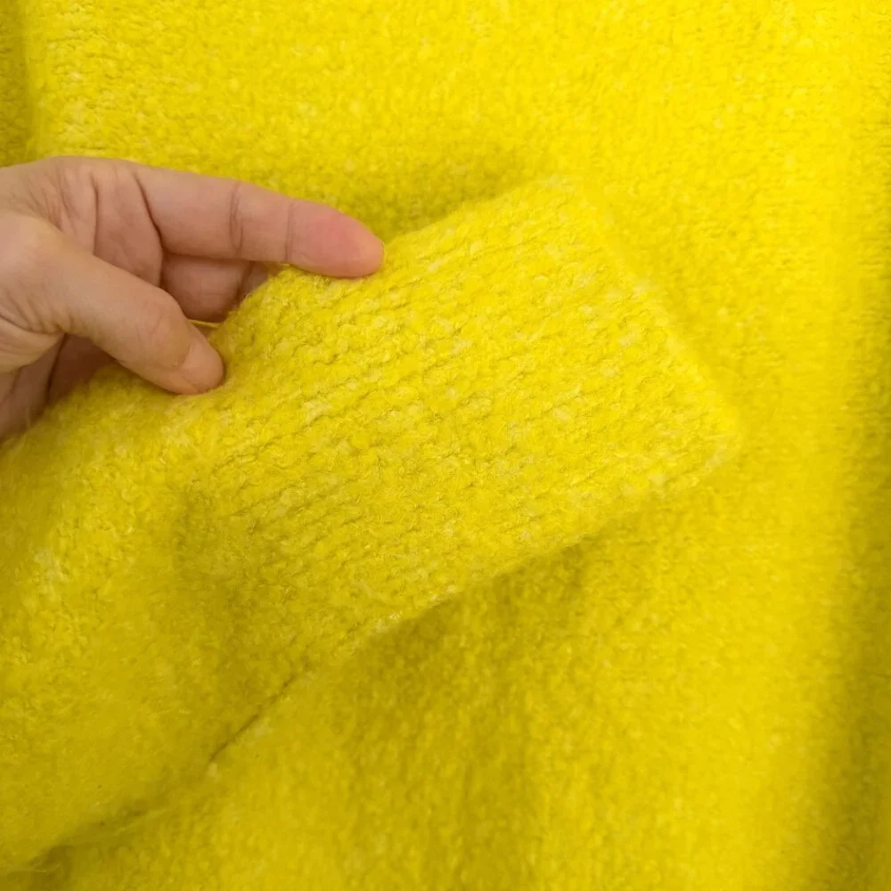 Free People Moira Slouchy Tunic Sweater in Citron Sun Combo Boucle Knit Large - Picture 6 of 12